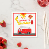 Red Fire Truck Firefighter Birthday Party Napkins | Zazzle