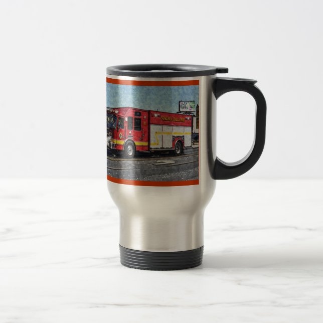 Red Fire Truck Fireman's Drinking Mug (Right)