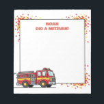 Red Fire Truck Firetruck Personalized Mitzvah  Notepad<br><div class="desc">Whether you're a parent or a teacher (a moreh or a morah), encourage the kids to do good deeds with these Mitzvah Notes that show appreciation every time children do mitzvos. // red mitzvah note notepad, mitzva educational school notes, jewish appreciation firefighter fighter, kids childrens mitzvos, "judaism encouragement well done",...</div>