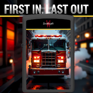 Red Fire Truck Flashing Smoke Street Zippo Lighter
