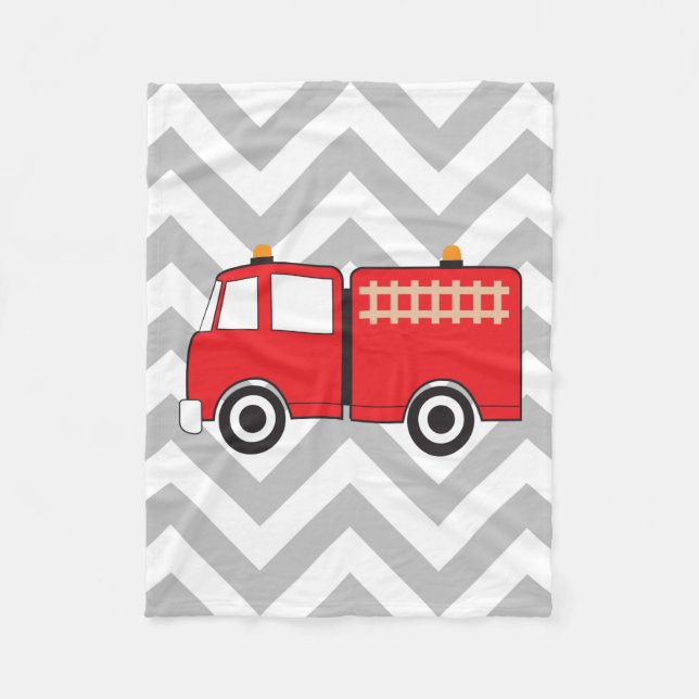 Red Fire Truck Fleece Blanket (Front)