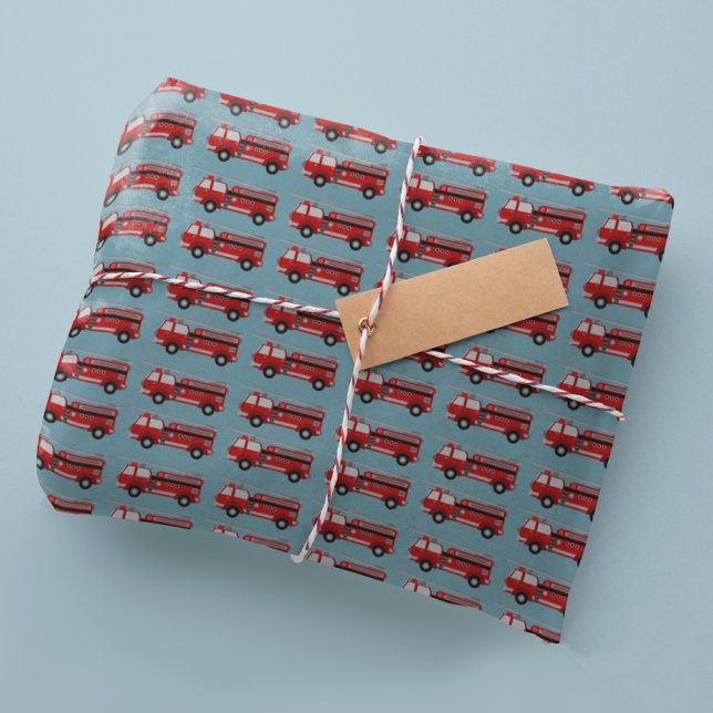 Red Fire Truck Gift Wrapping Paper (Creator Uploaded)