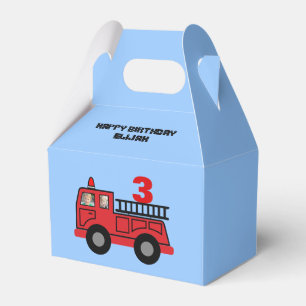 Red Fire Truck Kid's Birthday Photo Custom Favor Boxes
