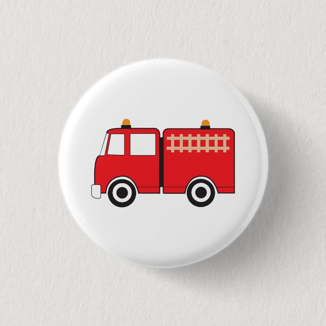 Red Fire Truck Kids Button (Front)