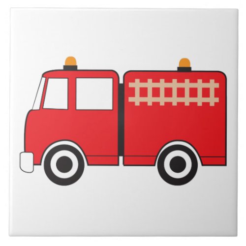 Red Fire Truck Kids Ceramic Tile