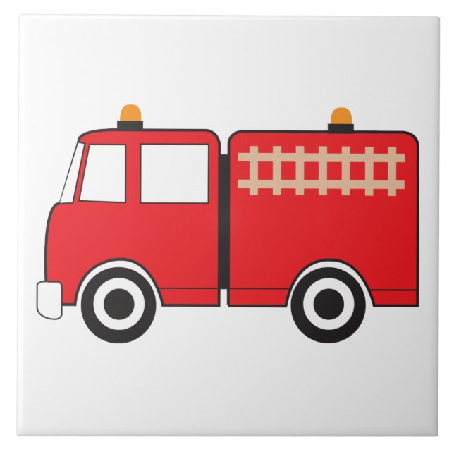Red Fire Truck Kids Ceramic Tile (Front)