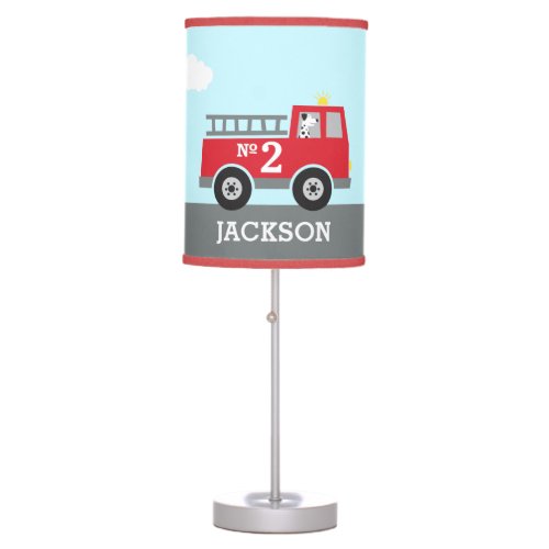 Red Fire Truck Kids Lamp