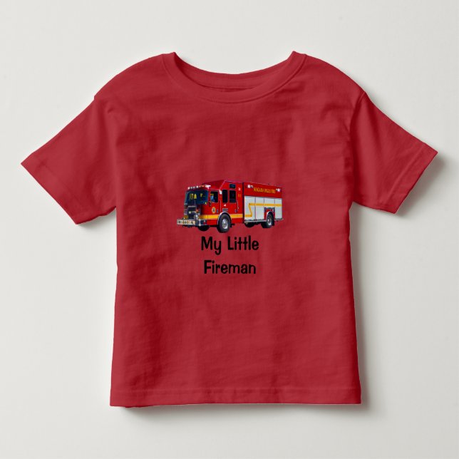 Red Fire Truck My Little Fireman Design Toddler T-shirt (Front)