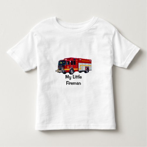 Red Fire Truck My Little Fireman Design Toddler T_shirt