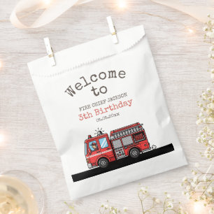 Red Fire Truck Party Décor Custom Kids Birthday Favor Bag