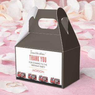 Red Fire Truck Party Décor Custom Kids Birthday Favor Boxes