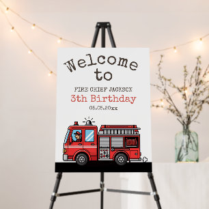 Red Fire Truck Party Décor Custom Kids Birthday Foam Board
