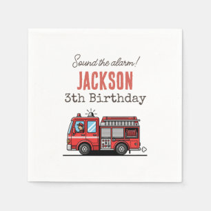 Red Fire Truck Party Décor Custom Kids Birthday Napkins