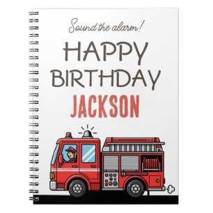 Red Fire Truck Party Décor   Custom Kids Birthday Notebook