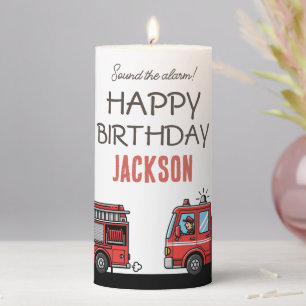 Red Fire Truck Party Décor   Custom Kids Birthday Pillar Candle