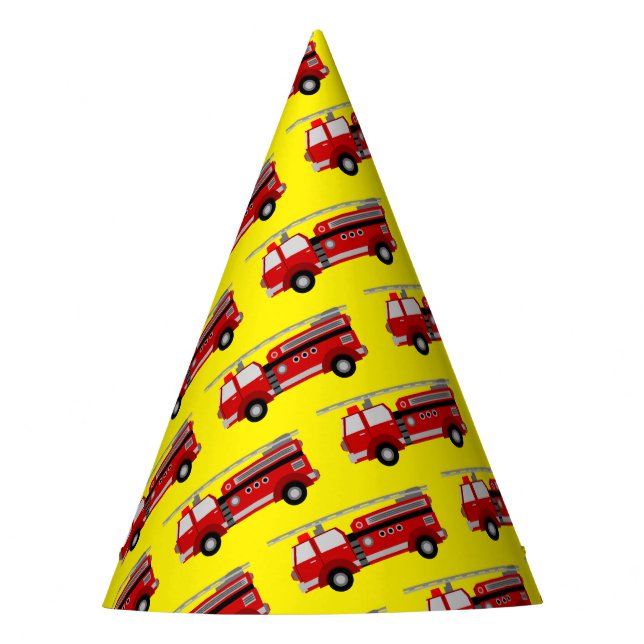 Red Fire Truck Party Hat (Front)