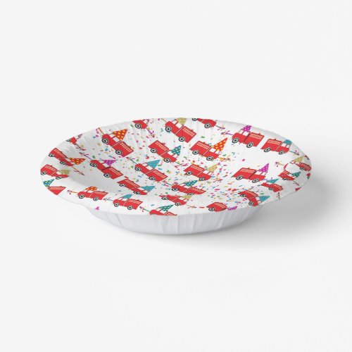 Red Fire Truck Party Pattern Paper Bowls