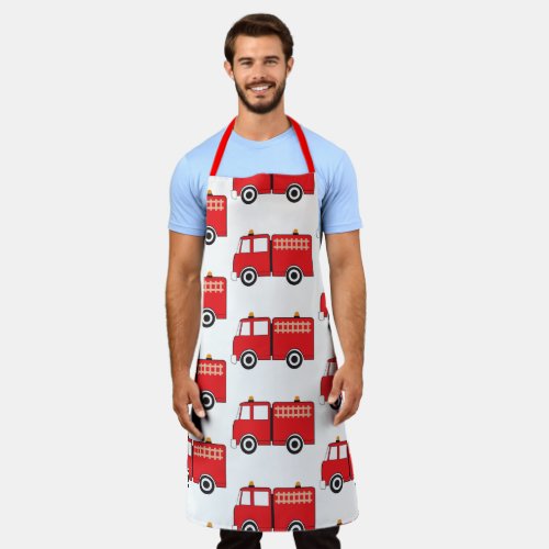 Red Fire Truck Pattern Apron