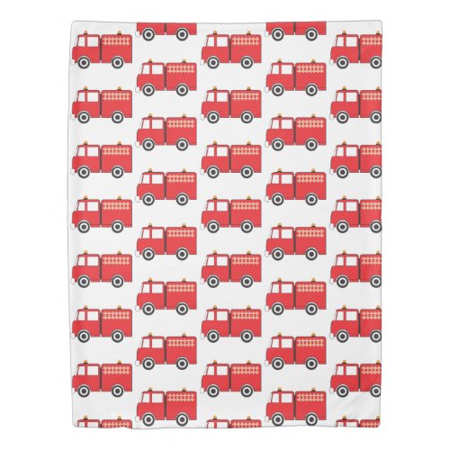 Red Fire Truck Pattern Duvet Cover