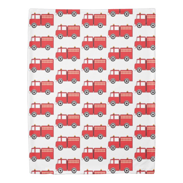 Red Fire Truck Pattern Duvet Cover (Front)