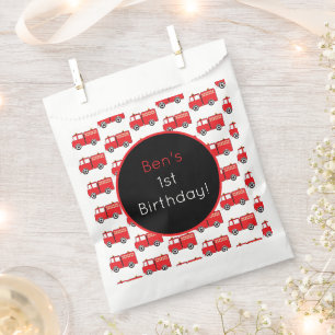 Red Fire Truck Pattern Favor Bag