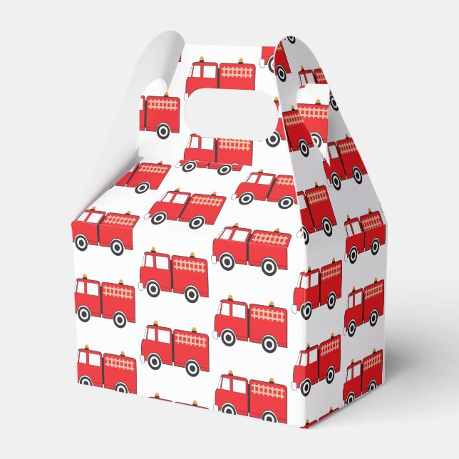 Red Fire Truck Pattern Favor Boxes (Front Side)