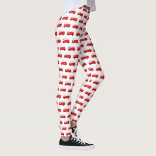 Red Fire Truck Pattern Leggings