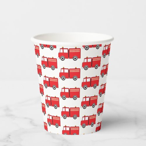 Red Fire Truck Pattern  Paper Cups