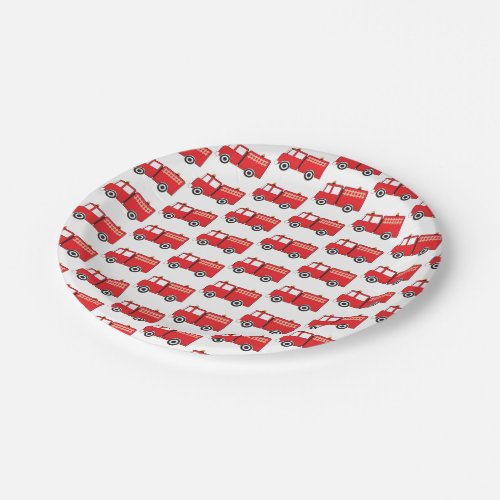 Red Fire Truck Pattern Paper Plates