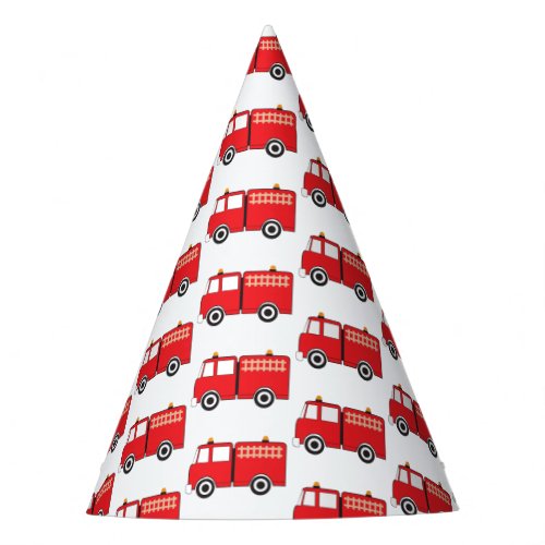 Red Fire Truck Pattern Party Hat