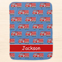 Red Fire Truck Pattern Personalized Boy