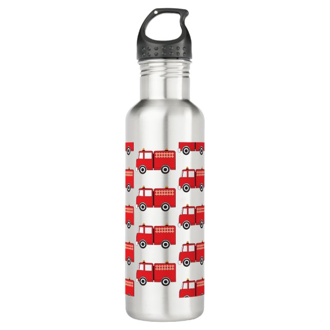 Red Fire Truck Pattern  Stainless Steel Water Bottle (Front)