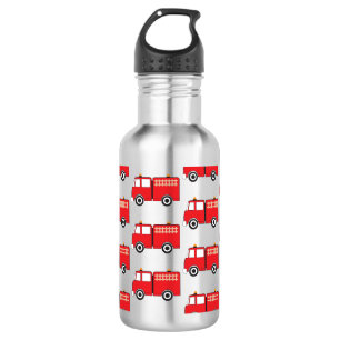 Red Fire Truck Pattern Stainless Steel Water Bottle
