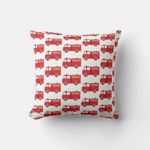 Red Fire Truck Pattern Throw Pillow