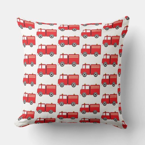 Red Fire Truck Pattern Throw Pillow