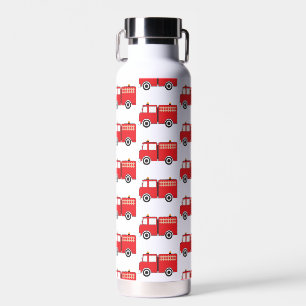 Red Fire Truck Pattern Water Bottle