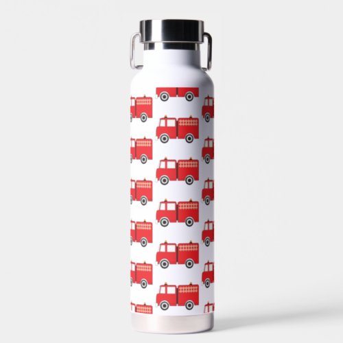 Red Fire Truck Pattern Water Bottle