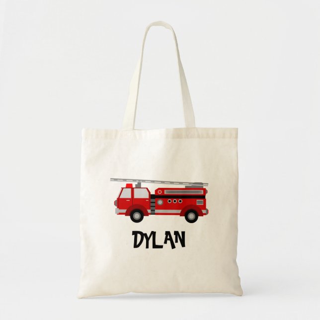Red Fire Truck Personalised Tote Bag (Front)