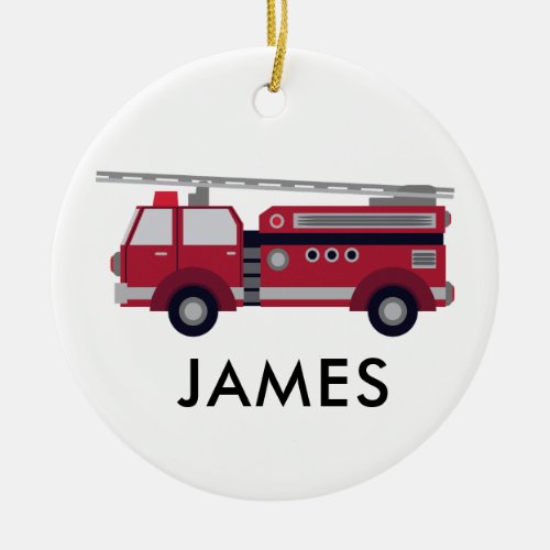 Red Fire truck Personalized Christmas Ornament