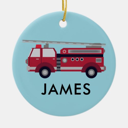 Red Fire truck Personalized Christmas Ornament