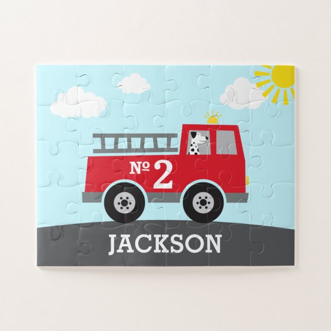Red Fire Truck Personalized Puzzle (Horizontal)