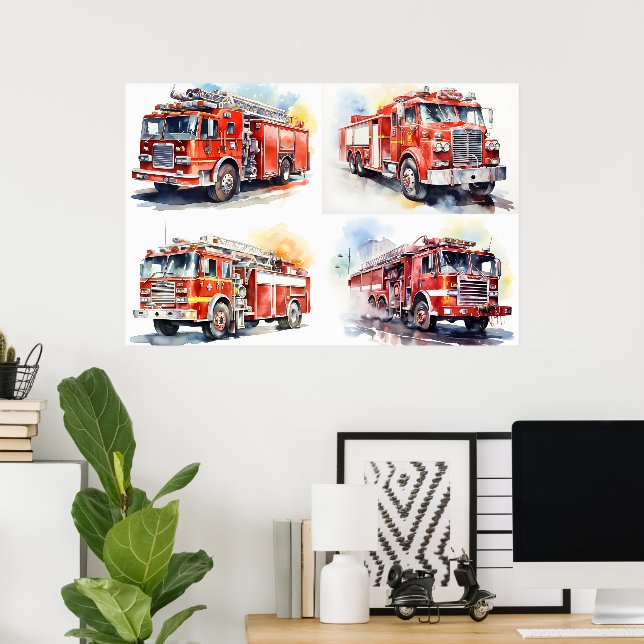 Red Fire Truck  Poster (Home Office)
