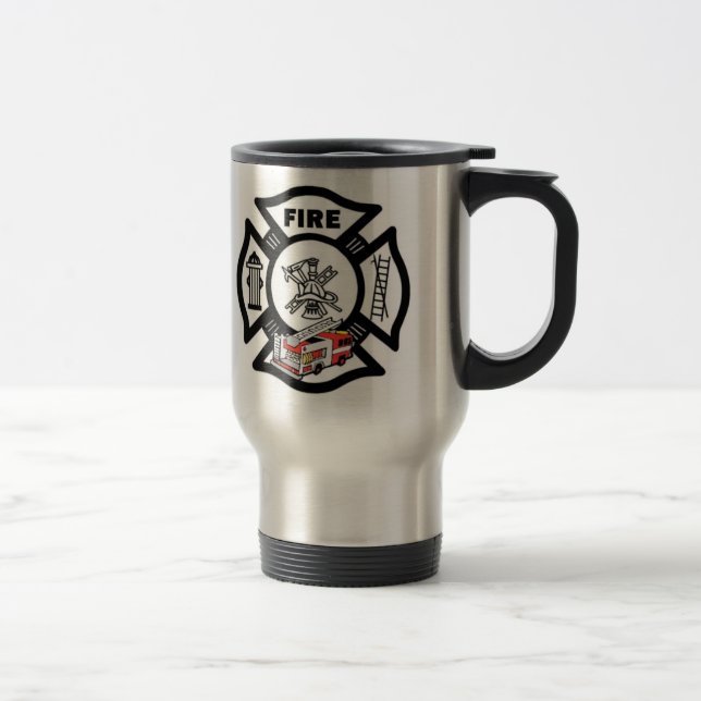 Red Fire Truck Rescue Travel Mug (Right)