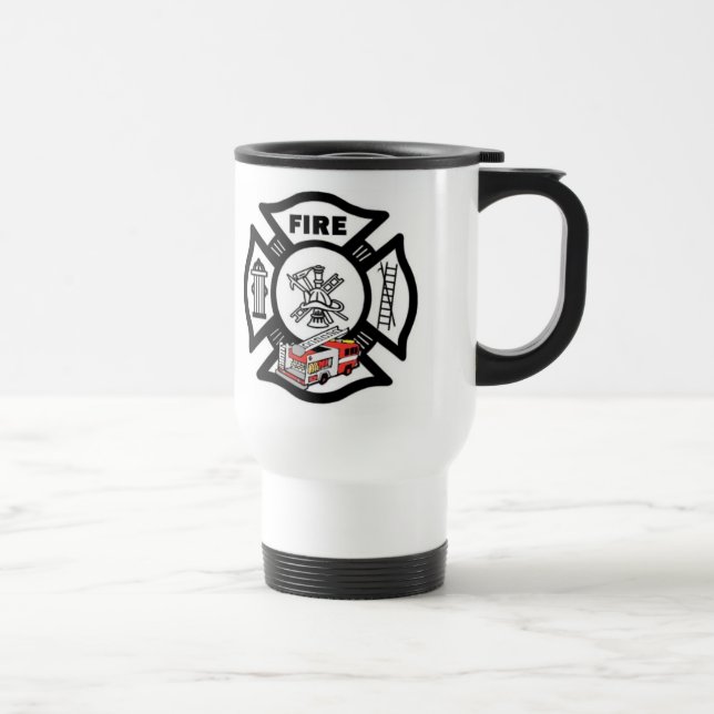 Red Fire Truck Rescue Travel Mug (Right)