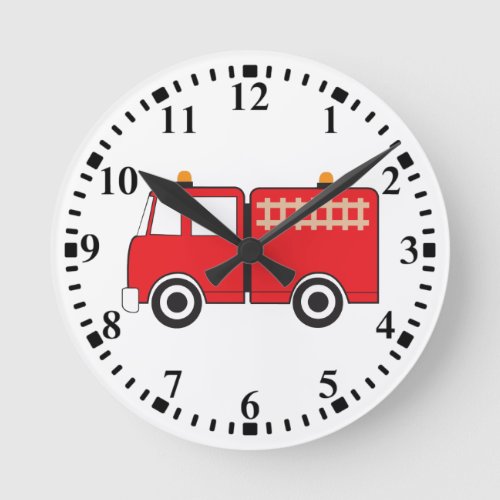 Red Fire Truck Round Clock