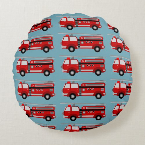 Red Fire Truck  Round Pillow