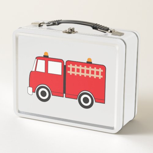 Red Fire Truck School Metal Lunch Box