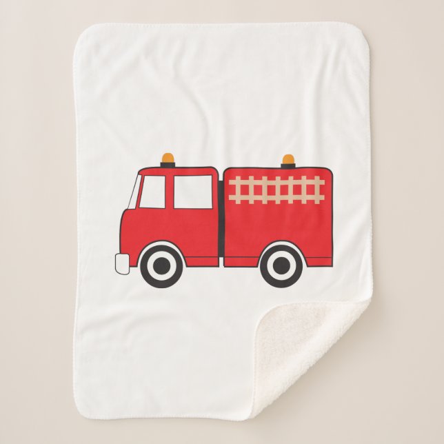 Red Fire Truck Sherpa Blanket (Front)