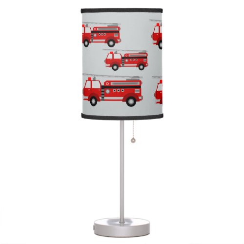 Red fire truck table lamp