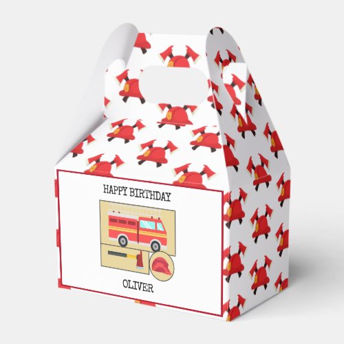 Red Fire Truck  Theme Kids Birthday Favor Boxes
